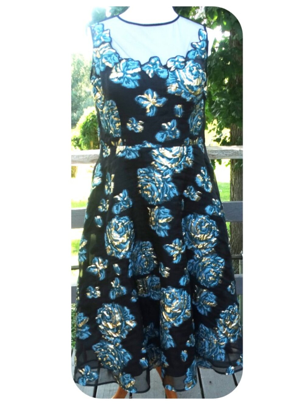 Designer Teri Jon by Rickie Freeman A-Line Cocktail Dress/Gown Size 14 Illusions